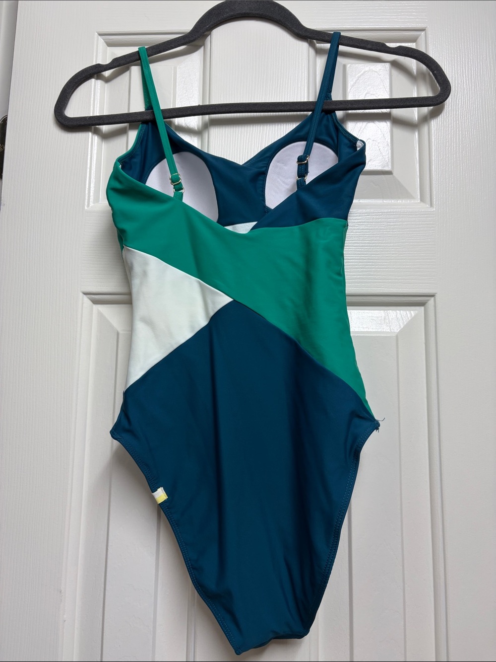 Summersalt Colorblock One-Piece Swimsuit in Teal, Dark Teal & White - Picture 3 of 4